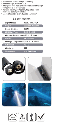 Rayrivr Helmsman Diving Light, image 2