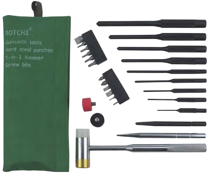 Rotchi Punches Kit for Gun Smith Tool with 5 in 1 Hammer and Screw Bits