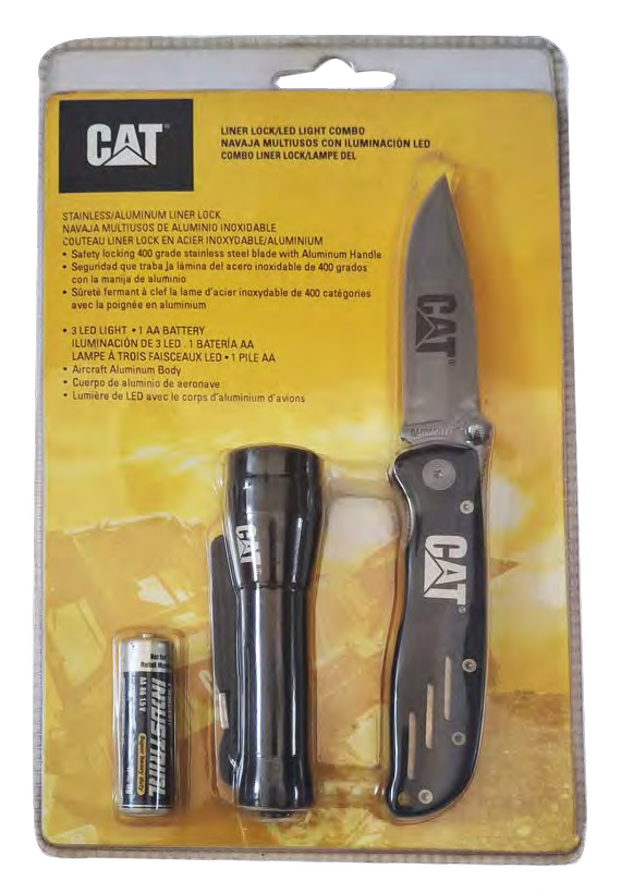 CAT Light Combo Liner Lock Knife and LED Torch Set