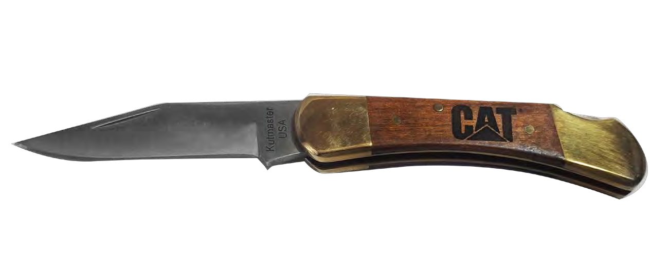 CAT Stainless Lockback Folding Knife with Brass Bolsters
